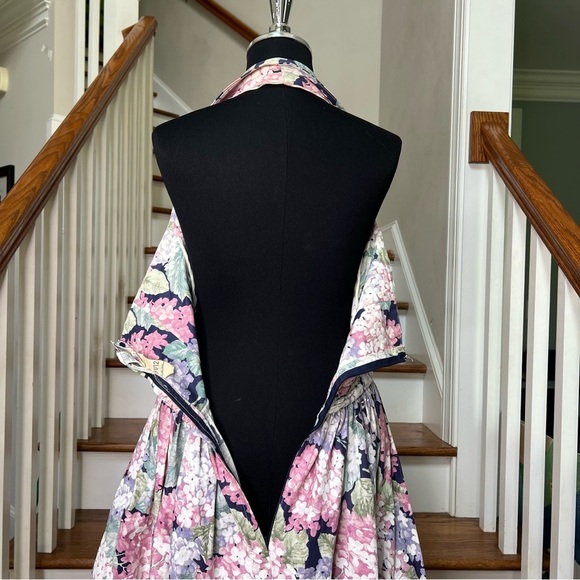 Vintage Alfred Angelo Floral Halter Maxi Dress 11/12 Cotton Garden Party 80s - Picture 6 of 12